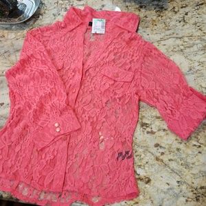 Neon pink lace shirt